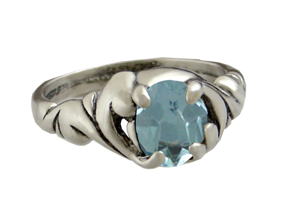 Sterling Silver Custom Made Ring With Faceted Blue Topaz Size 8